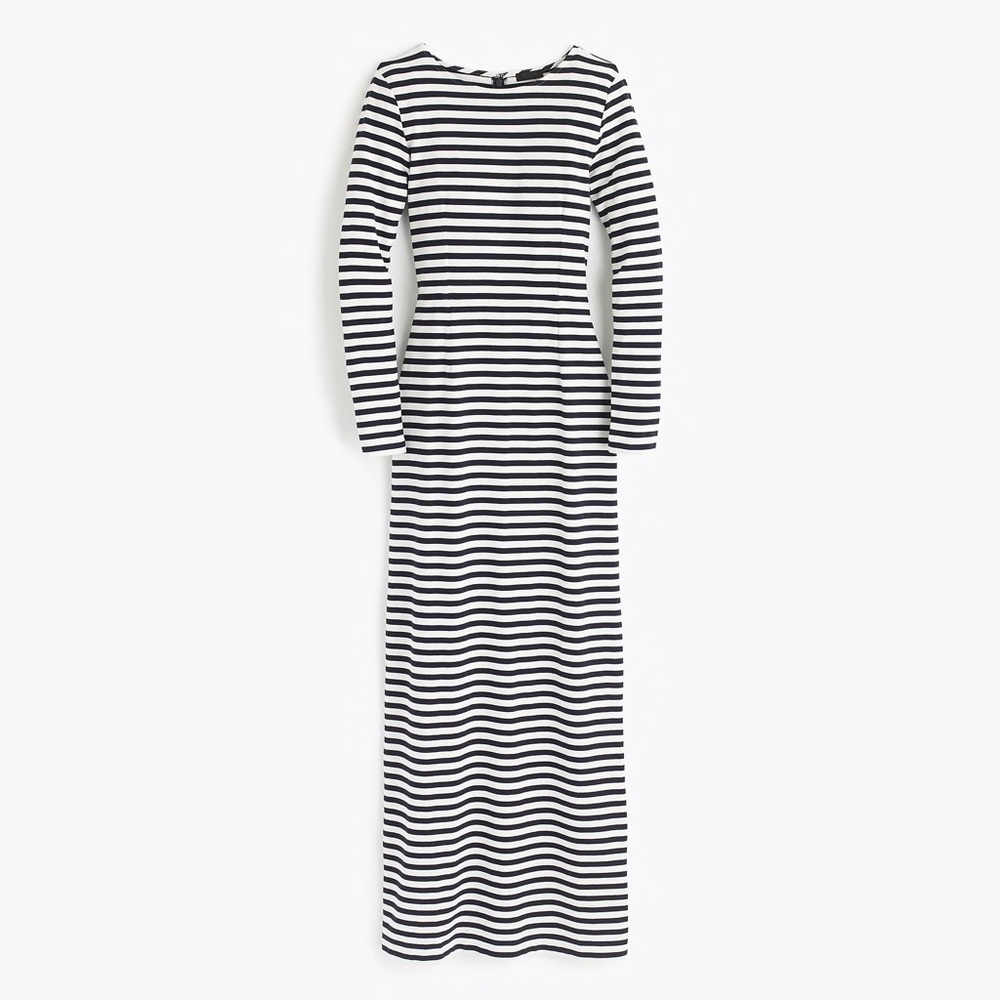 J.Crew Navy & White Striped Long-sleeve Maxi Dress